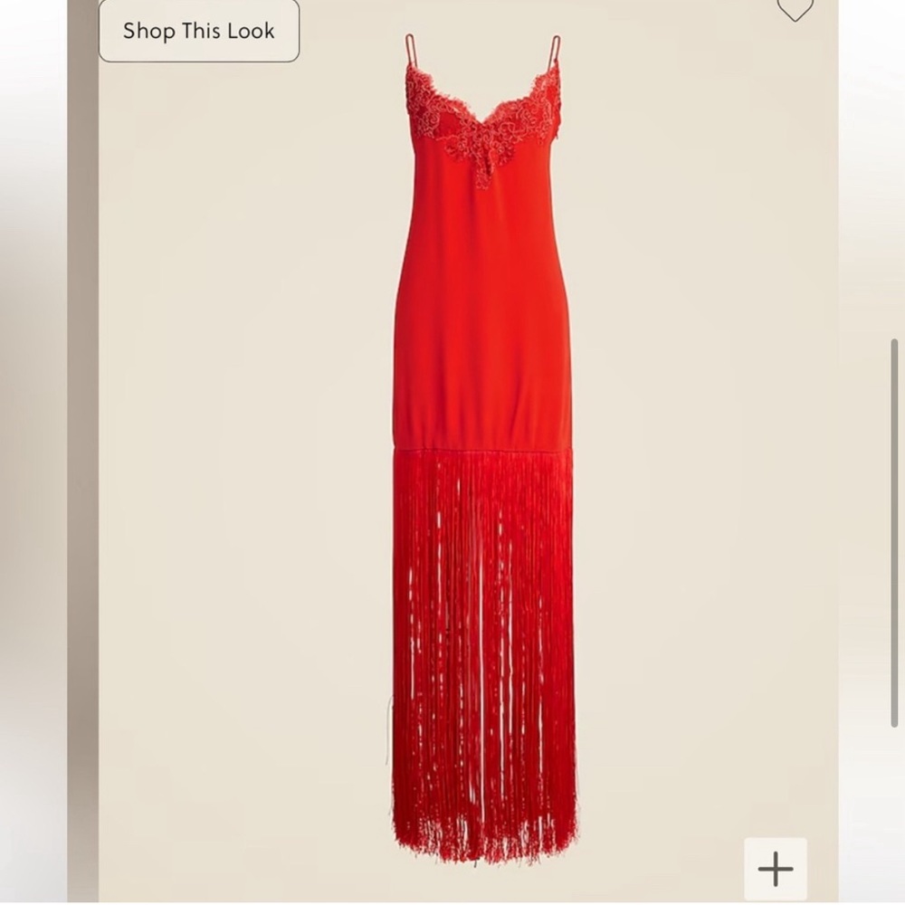 J crew scarlet red Collection fringe-trim slip dress - Picture 4 of 8